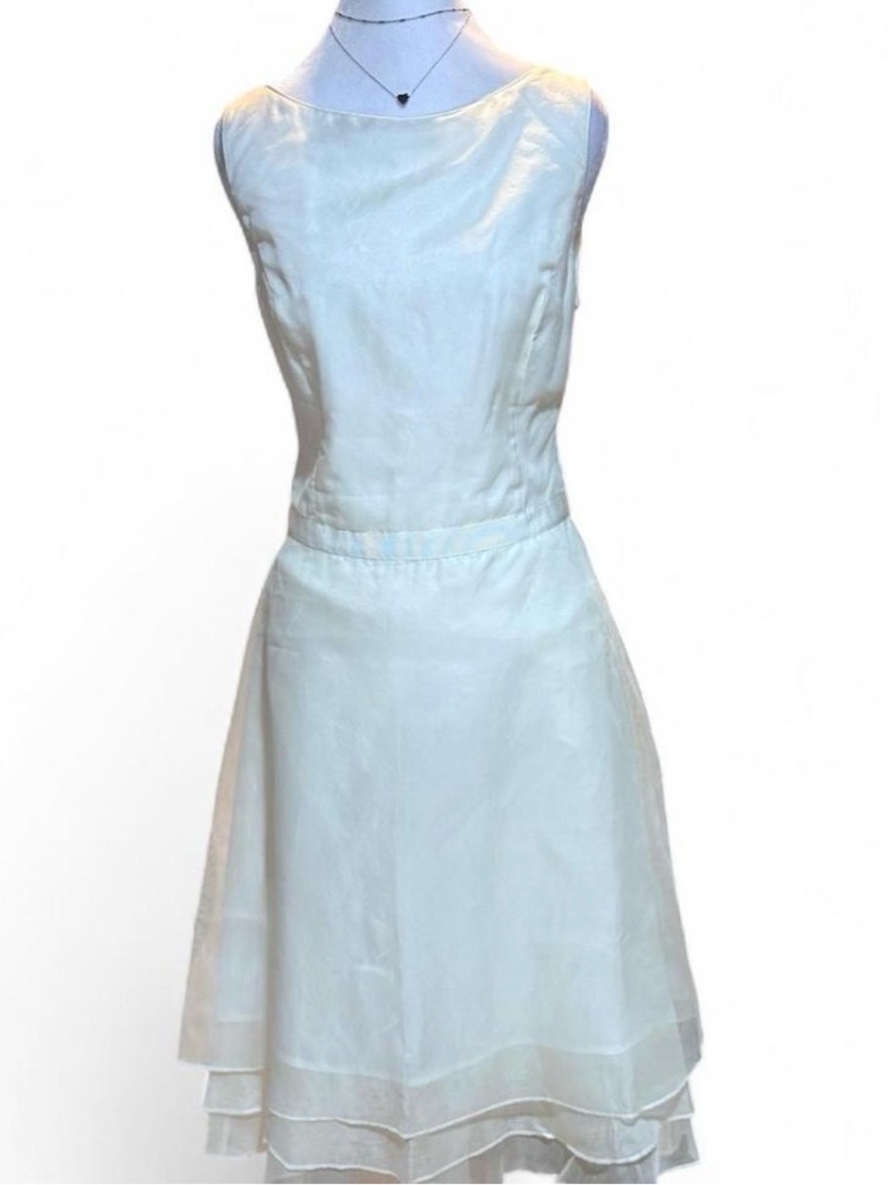 Vintage Nicole Miller 100% White Silk Fit & Flare Midi Dress - Size 10